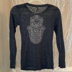 Long Sleeve Hamsa Burnout Tee - with Sparkles!